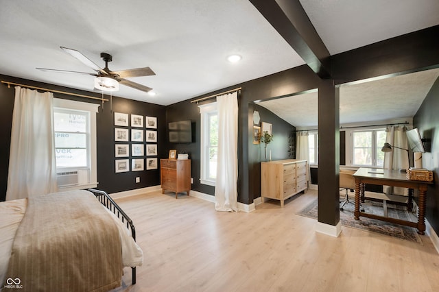 22 N Bolton Ave, Indianapolis, IN 46219 - bedroom with light wood finished floors, baseboards, recessed lighting, and beam ceiling