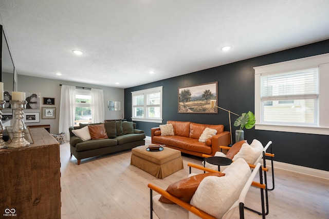22 N Bolton Ave, Indianapolis, IN 46219 - living area with light wood-style flooring, recessed lighting, and baseboards