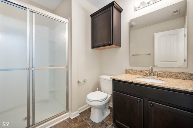 1412 Huntzinger Blvd, Pendleton, IN 46064 - full bathroom featuring a stall shower, vanity, toilet, and baseboards