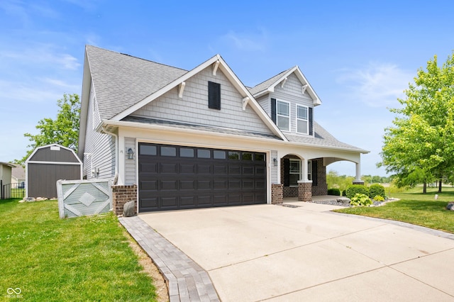 1412 Huntzinger Blvd, Pendleton, IN 46064 - craftsman-style house featuring a front yard, brick siding, a storage unit, and covered porch