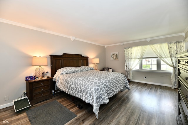 1910 Ivy Dr, Anderson, IN 46011 - bedroom with ornamental molding, baseboards, and dark wood-style floors