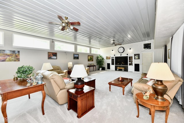 1910 Ivy Dr, Anderson, IN 46011 - living room featuring a ceiling fan and light carpet