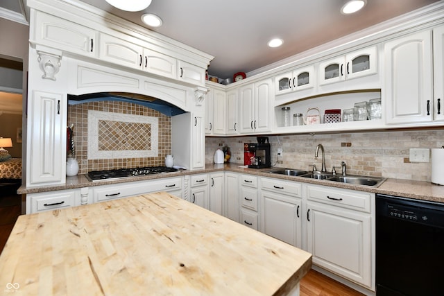 1910 Ivy Dr, Anderson, IN 46011 - kitchen with dishwasher, a sink, tasteful backsplash, white cabinetry, and recessed lighting