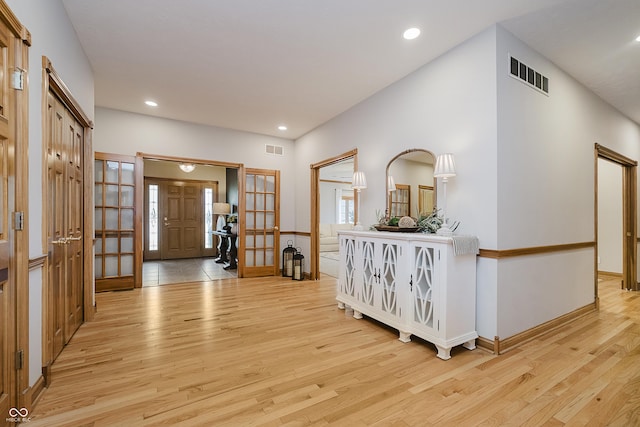 815 Copperfield Ln, Danville, IN 46122 - entryway with light wood-type flooring, french doors, and recessed lighting