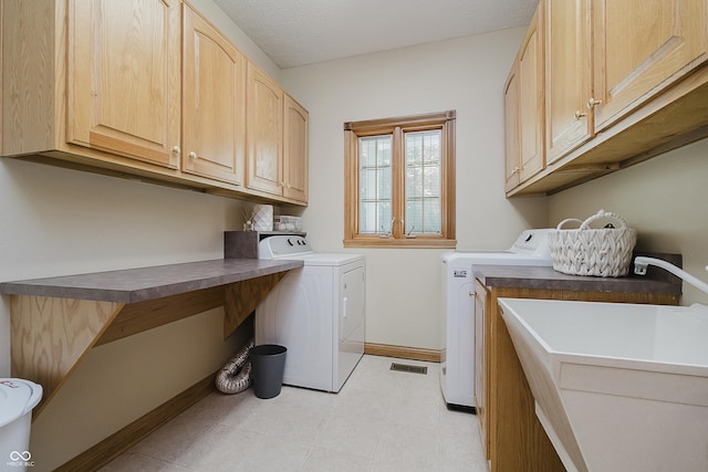815 Copperfield Ln, Danville, IN 46122 - washroom with washing machine and dryer, cabinet space, and a desk