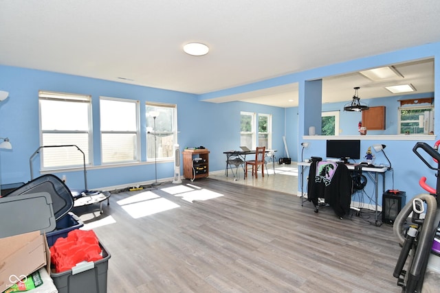 9237 Ogden Dunes Ct, Camby, IN 46113 - exercise room with wood finished floors and baseboards