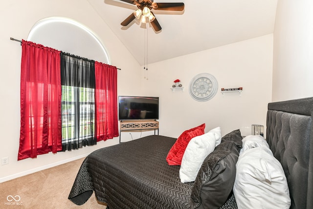 15097 Thoroughbred Dr, Fishers, IN 46040 - carpeted bedroom with lofted ceiling and ceiling fan