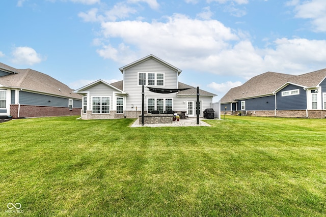 15097 Thoroughbred Dr, Fishers, IN 46040 - rear view of house featuring a patio and a lawn