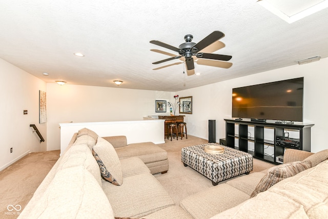 15097 Thoroughbred Dr, Fishers, IN 46040 - living area featuring light carpet, a ceiling fan, and recessed lighting