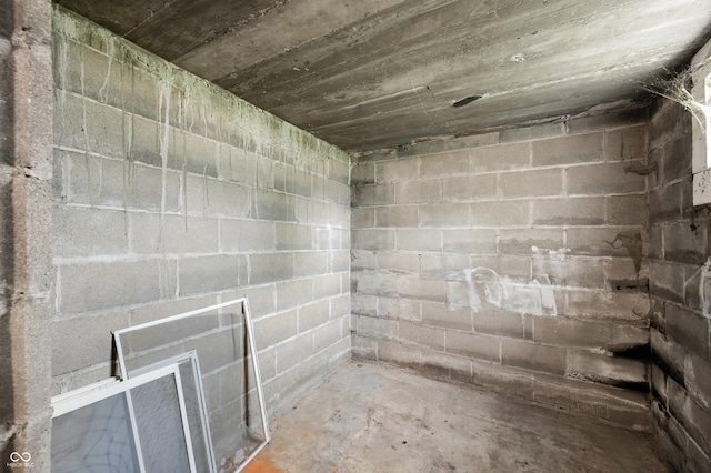 801 N Park St, Seymour, IN 47274 - bathroom with concrete block wall and concrete floors
