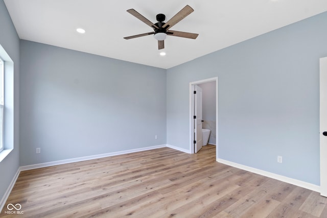 8355 Fieldfare Way, Indianapolis, IN 46237 - empty room featuring a ceiling fan, light wood finished floors, baseboards, and recessed lighting