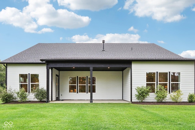 12594 Pasco St, Fishers, IN 46038 - rear view of property with a patio area, a yard, and a shingled roof