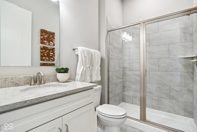 12594 Pasco St, Fishers, IN 46038 - bathroom with vanity, a stall shower, and toilet