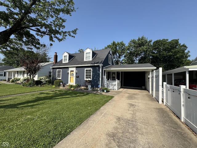 537 N 17th St, Noblesville, IN 46060 - cape cod home featuring concrete driveway, a carport, and a chimney