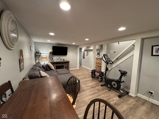 537 N 17th St, Noblesville, IN 46060 - workout area featuring light wood-style floors and recessed lighting
