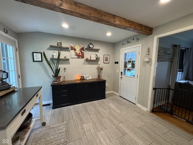 537 N 17th St, Noblesville, IN 46060 - entryway with wood finish floors, recessed lighting, and beam ceiling