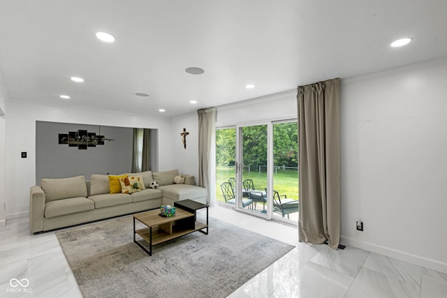 3141 Citadel Ct, Indianapolis, IN 46268 - living area with recessed lighting and light marble finish floors