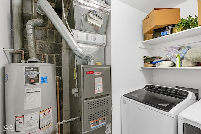 3141 Citadel Ct, Indianapolis, IN 46268 - laundry area with gas water heater and separate washer and dryer