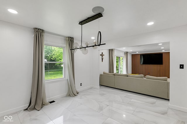 3141 Citadel Ct, Indianapolis, IN 46268 - living room featuring recessed lighting and light marble finish floors