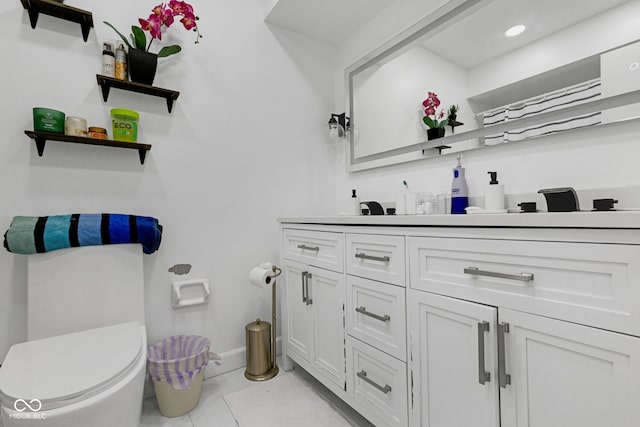 3141 Citadel Ct, Indianapolis, IN 46268 - bathroom with vanity, tile patterned floors, and recessed lighting