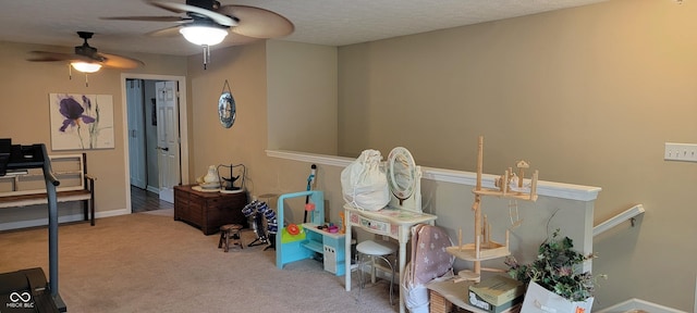 4232 Parliament Way, Avon, IN 46123 - interior space featuring a ceiling fan, carpet floors, and an office area