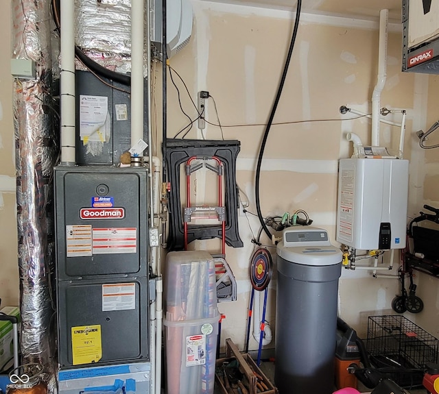 4232 Parliament Way, Avon, IN 46123 - utility room featuring tankless water heater and heating unit