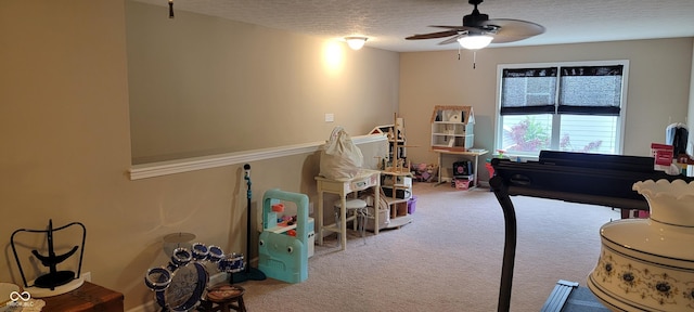 4232 Parliament Way, Avon, IN 46123 - playroom with carpet flooring, a textured ceiling, and ceiling fan