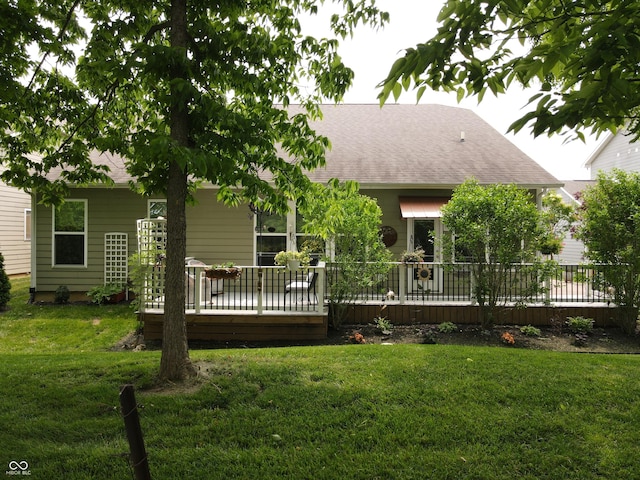 4232 Parliament Way, Avon, IN 46123 - rear view of property with a lawn, a wooden deck, and a shingled roof