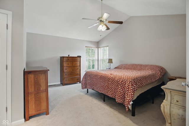 10410 Trillium Ct, Noblesville, IN 46060 - bedroom featuring lofted ceiling, light carpet, ceiling fan, and baseboards
