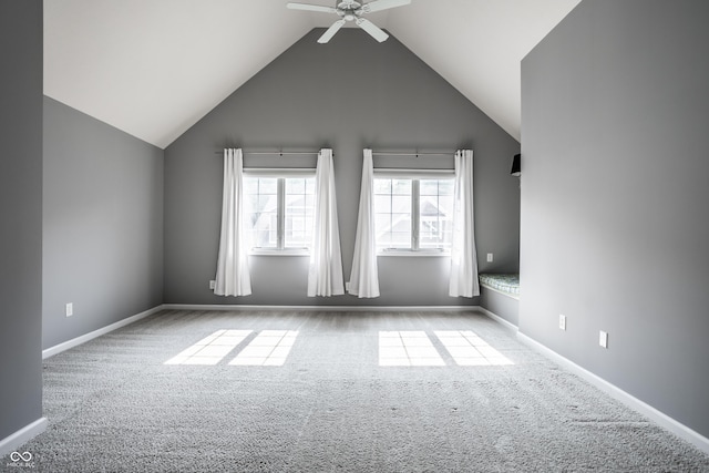 478 Firefly Ln, Carmel, IN 46032 - bonus room featuring carpet floors, ceiling fan, lofted ceiling, and baseboards