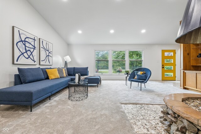 6704 Hoover Rd, Indianapolis, IN 46260 - carpeted living room featuring recessed lighting