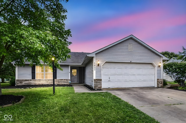 5651 Pine Knoll Blvd, Noblesville, IN 46062 - single story home with driveway, a lawn, and a garage