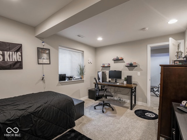 5684 Autumn Trl, Brownsburg, IN 46112 - bedroom featuring carpet, a desk, baseboards, and recessed lighting
