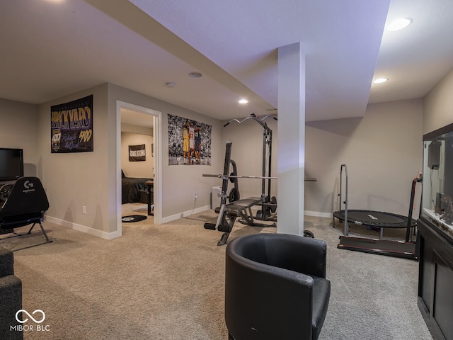 5684 Autumn Trl, Brownsburg, IN 46112 - workout room featuring recessed lighting, carpet, and baseboards