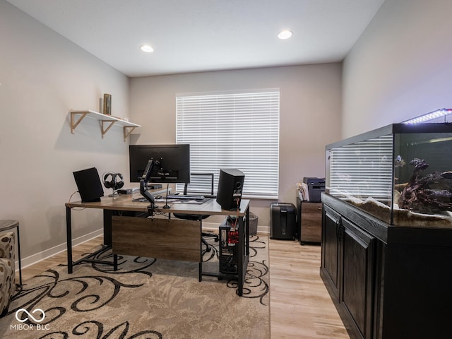 5684 Autumn Trl, Brownsburg, IN 46112 - home office featuring light wood finished floors, baseboards, and recessed lighting