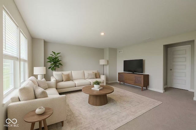 17255 Seaboard Pl, Noblesville, IN 46060 - living room featuring light carpet and recessed lighting