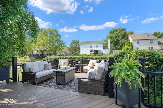 4342 Sequoia Ct, Greenwood, IN 46143 - wooden deck with outdoor lounge area and a residential view
