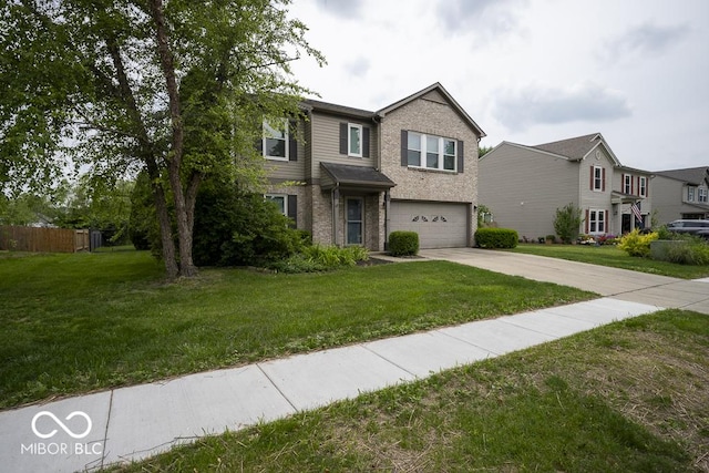 7657 Wheatgrass Ln, Noblesville, IN 46062 - traditional-style home with concrete driveway, brick siding, a garage, and a residential view