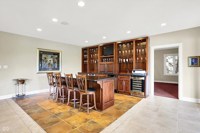 7635 Monte Carlo Way, Indianapolis, IN 46278 - community bar area with beverage cooler, recessed lighting, light colored carpet, and light tile patterned flooring