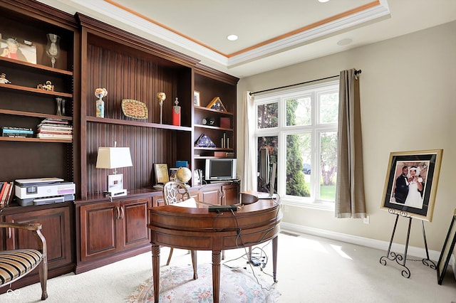7635 Monte Carlo Way, Indianapolis, IN 46278 - office space featuring light carpet, ornamental molding, and a tray ceiling
