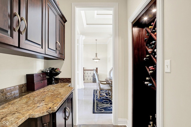 7635 Monte Carlo Way, Indianapolis, IN 46278 - bar area featuring crown molding and light tile patterned flooring