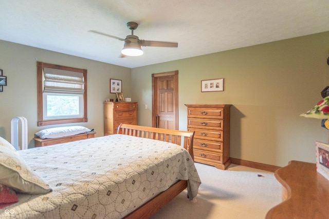 505 Jones Pl, Martinsville, IN 46151 - bedroom featuring light colored carpet, ceiling fan, and baseboards