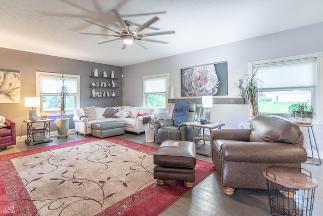 505 Jones Pl, Martinsville, IN 46151 - living area with a ceiling fan and wood finished floors