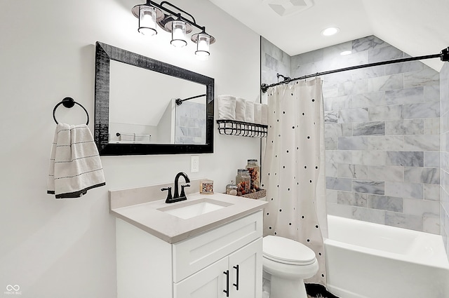 1135 Maclaren Ct, Franklin, IN 46131 - bathroom featuring vanity, shower / tub combo, and recessed lighting