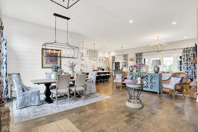 1135 Maclaren Ct, Franklin, IN 46131 - dining space with a chandelier, wood finished floors, and recessed lighting