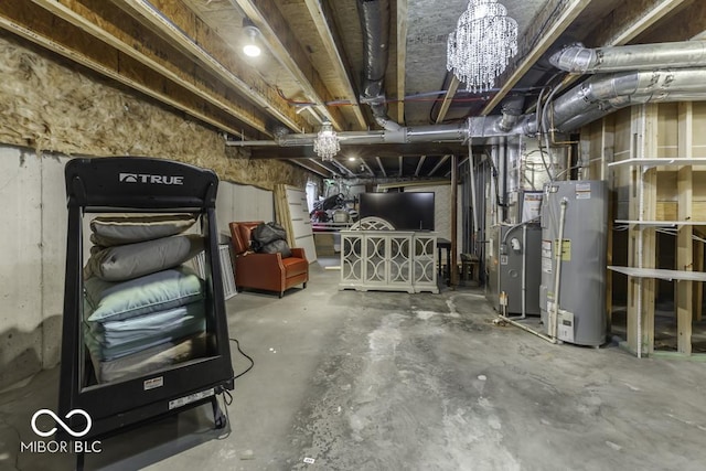 2502 Colinbrook Pkwy, Greenwood, IN 46143 - unfinished basement with water heater and heating unit