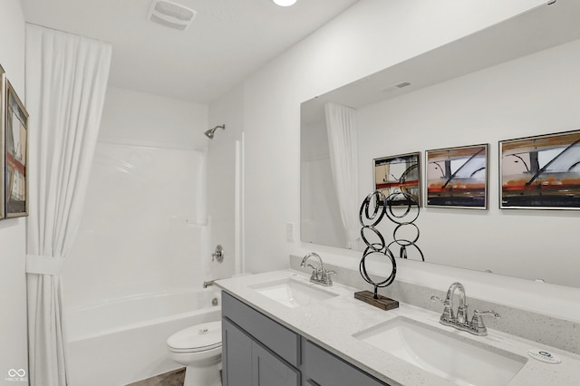 942 Shadow Dr, Danville, IN 46122 - bathroom with shower / tub combo, double vanity, and toilet