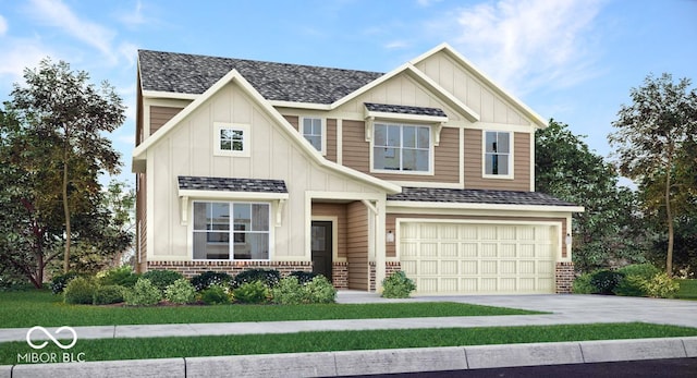 942 Shadow Dr, Danville, IN 46122 - craftsman inspired home featuring board and batten siding, brick siding, roof with shingles, a garage, and driveway
