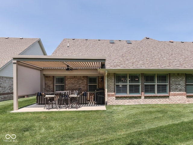 5351 Abbington Ave, Plainfield, IN 46168 - back of property with brick siding, a shingled roof, and a patio