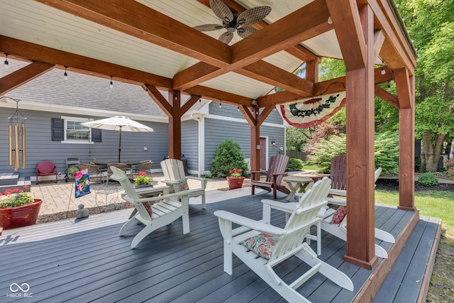 900 W Busby St, Lebanon, IN 46052 - wooden deck featuring a ceiling fan